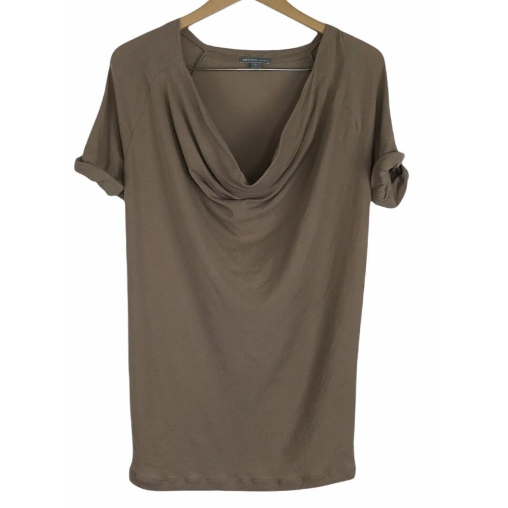 James Pearse‎ Womens Cowl Neck Beige Camel Shirt size 1